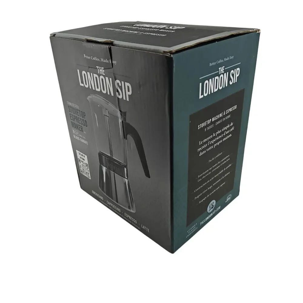 Escali London Sip Stainless Steel Espresso Maker 9-cup Glass